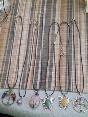 Handcrafted Multistone & Gemstone Pendant Necklaces- Black Cord